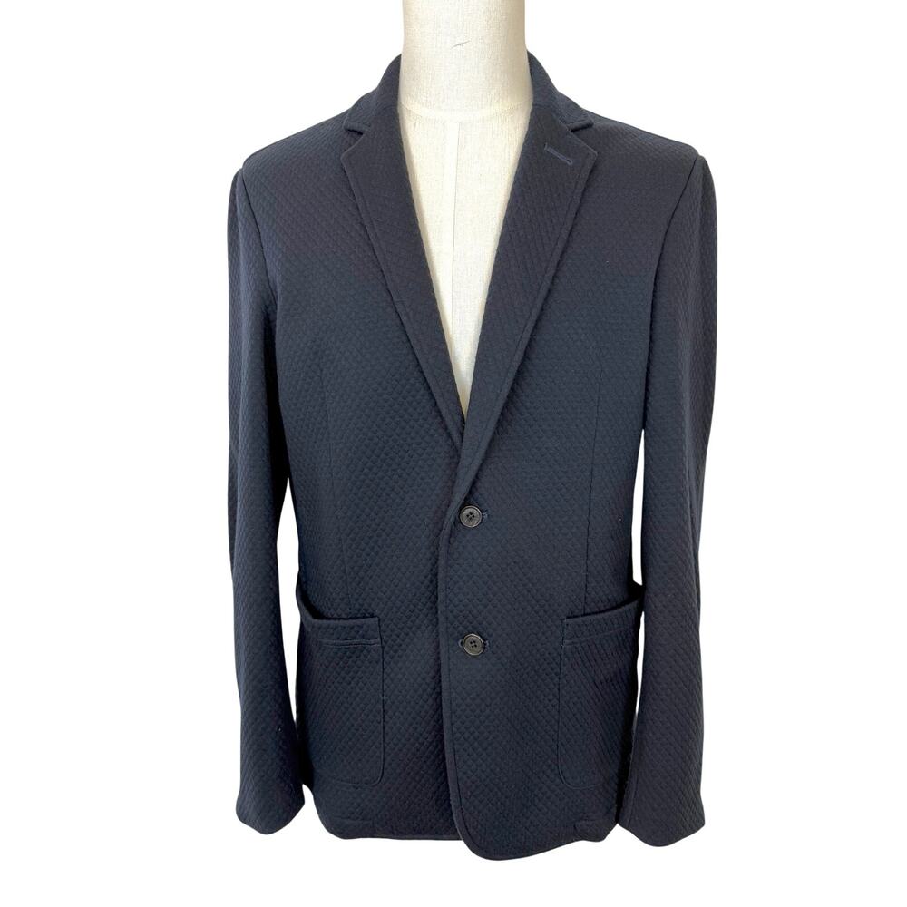 Armani Exchange Blazer Jacket Textured Cotton Men's L Navy Blue